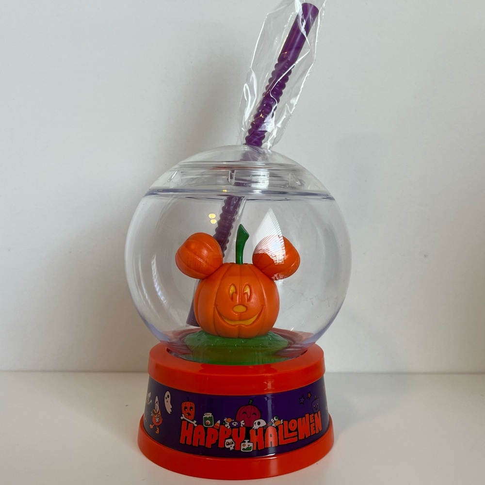 Disney Parks Pumpkin Mickey Sipper Globe Disneyland Halloween Brand New